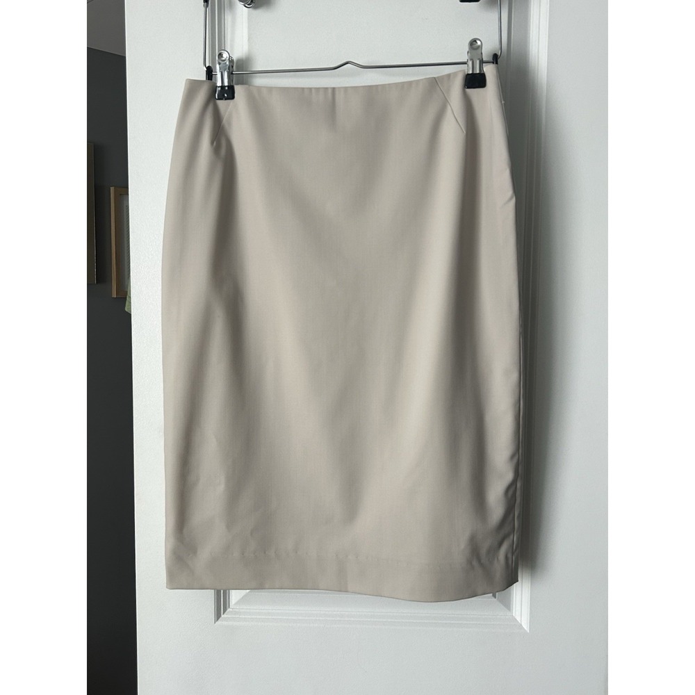 LAFAYETTE 148 NEW YORK Virgin Wool Pencil Skirt Size 4 Ivory Quiet Luxury